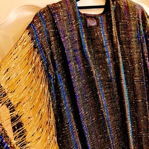 Genie the Weaver Hand Woven Full Length Shawl Like New Boho Vintage Elegant, OS